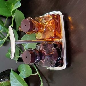 VTG Cruet set Oil and Vinegar (bloomfield) Hand-blown glass